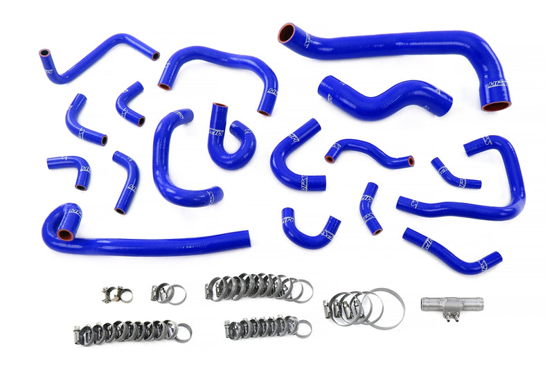 HPS Silicone Radiator, Heater, ancillary and breather Hoses - 1995-1998 Nissan Skyline GTR R33 RB26DETT Twin Turbo - Blue (57-2136-BLUE)