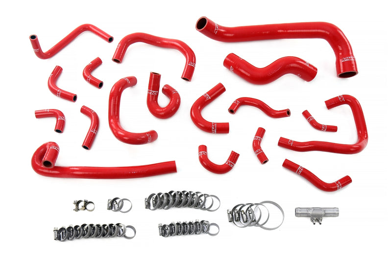 HPS Silicone Radiator, Heater, ancillary and breather Hoses - 1995-1998 Nissan Skyline GTR R33 RB26DETT Twin Turbo - Red (57-2136-RED)