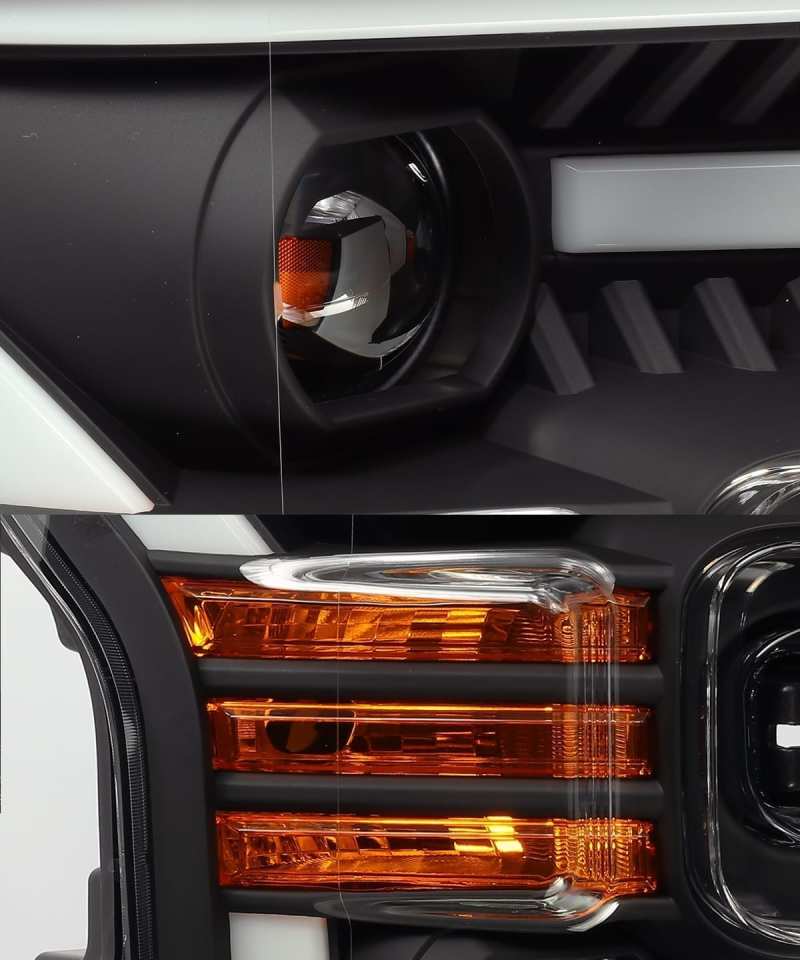 AlphaRex 15-17 Ford F-150 LUXX LED Projector Headlights Plank Style Alpha Blk w/Activ Light/DRL