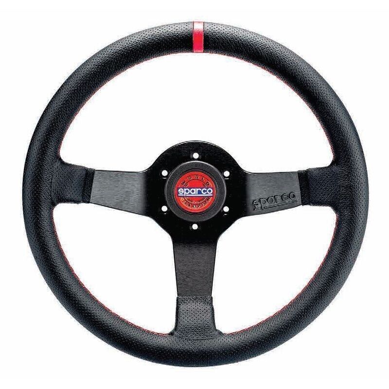 Sparco Steering Wheel R330 Champion Black Leather / Red Stitching