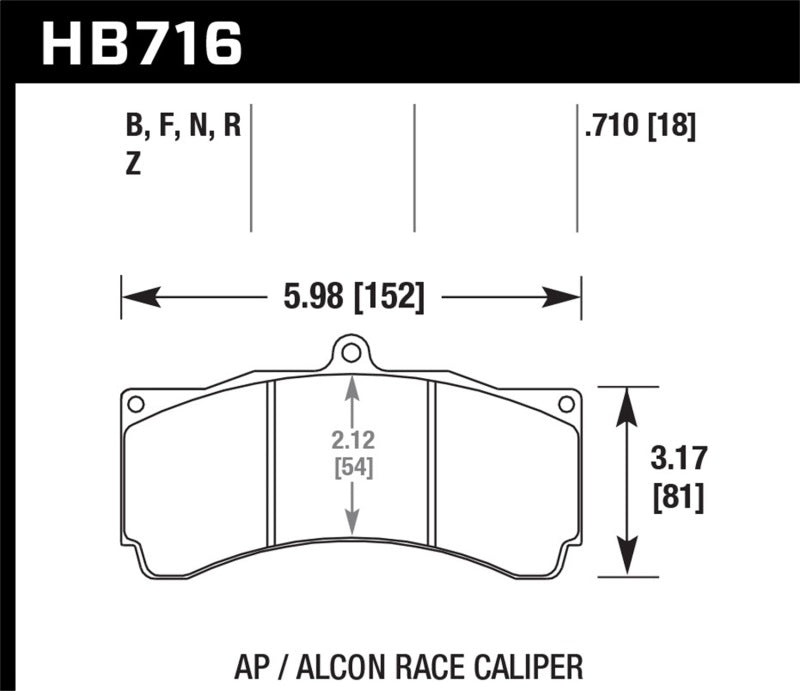 Hawk AP Racing/Alcon Universal DTC-60 Race Brake Pads