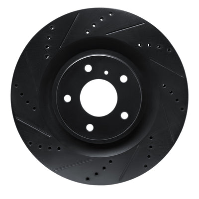 R1 19-24 Infiniti QX55 Front Left Drilled & Slotted Black Brake Rotor