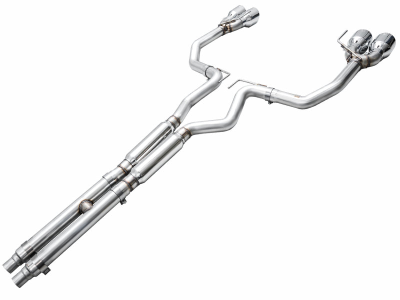 AWE 2024 Ford Mustang Dark Horse S650 RWD Track Edition Catback Exhaust w/ Quad Chrome Silver Tips