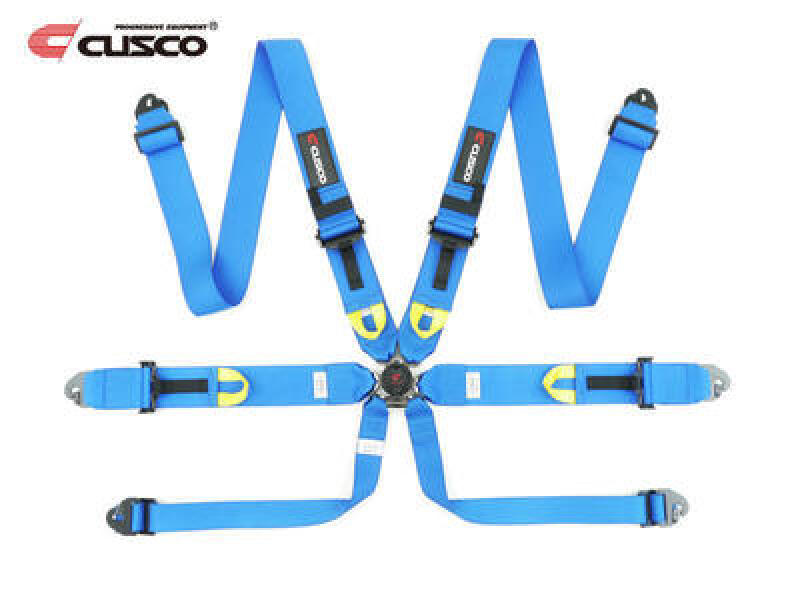 Cusco Universal 6 Point 3in Shoulder 3in Lap w/Eyebolts (7/16-20UNF Thread) FIA Racing Harness- Blue