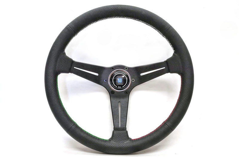 Nardi Sport Rally (Deep Corn) Sectors Steering Wheel 350mm with Perforated Leather grip and Black spokes — authentic Italian manufacture
