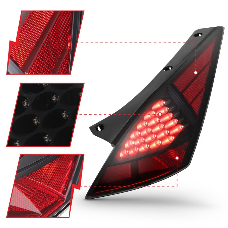 ANZO 2003-2005 Nissan 350Z LED Taillights Smoke