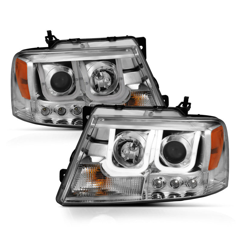 ANZO 2004-2008 Ford F-150 Projector Headlights w/ U-Bar Chrome