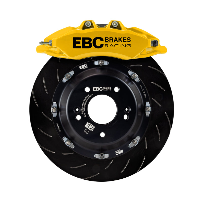 EBC Racing 2019+ Toyota GR Supra Yellow Apollo-6 Calipers 380mm Rotors Front Big Brake Kit