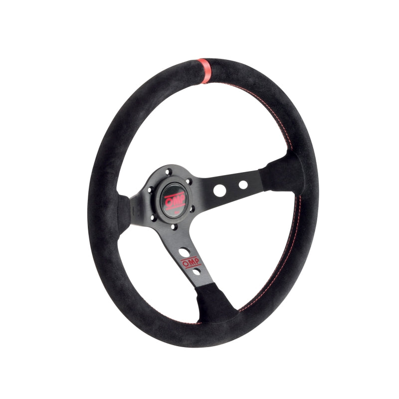 OMP Corsica Steering Wheel - Black Suede/Red