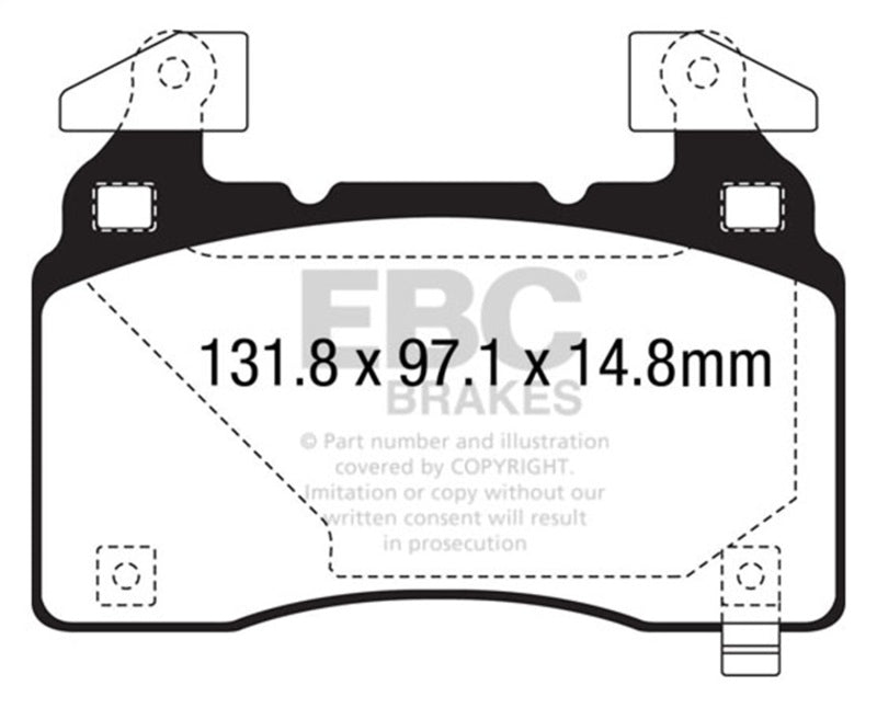 EBC 14+ Cadillac CTS Vsport 3.6 Twin Turbo Redstuff Front Brake Pads