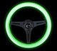 NRG Classic Wood Grain Steering Wheel (350mm) Glow-N-The-Dark Green Grip w/Black 3-Spoke Center