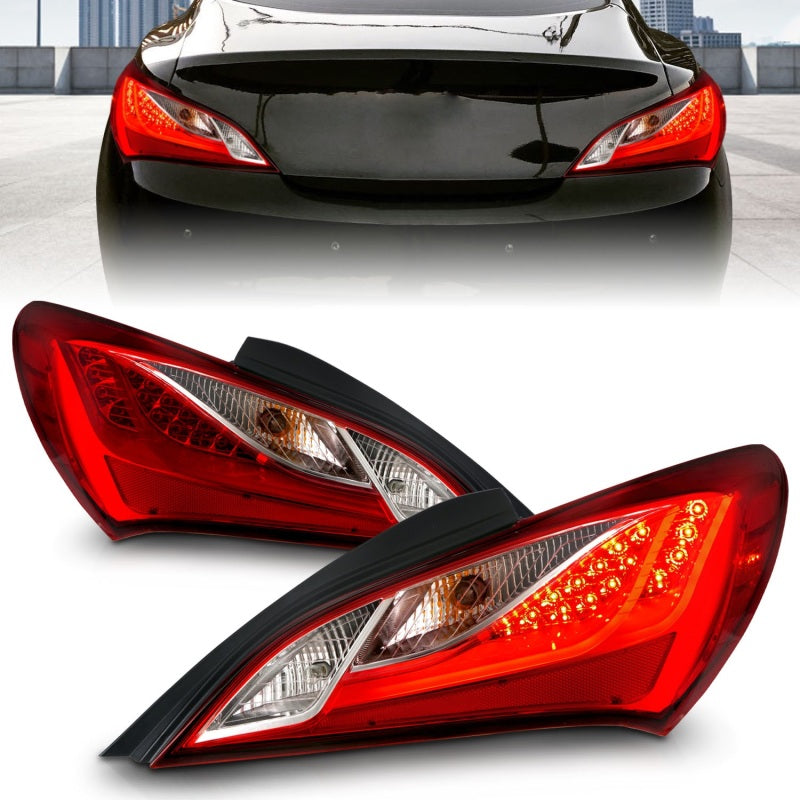 ANZO 2010-2013 Hyundai Genesis LED Taillights Red/Clear