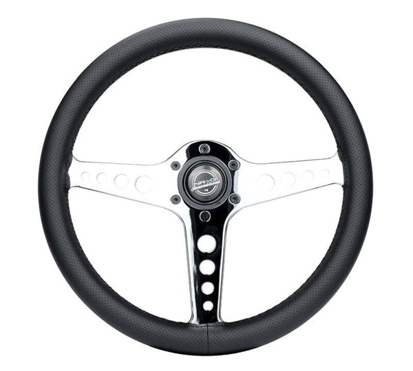 NRG Light Weight Gaming Steering Wheel - Driftz 350mm 3 Chrome Spokes Perforated Leather