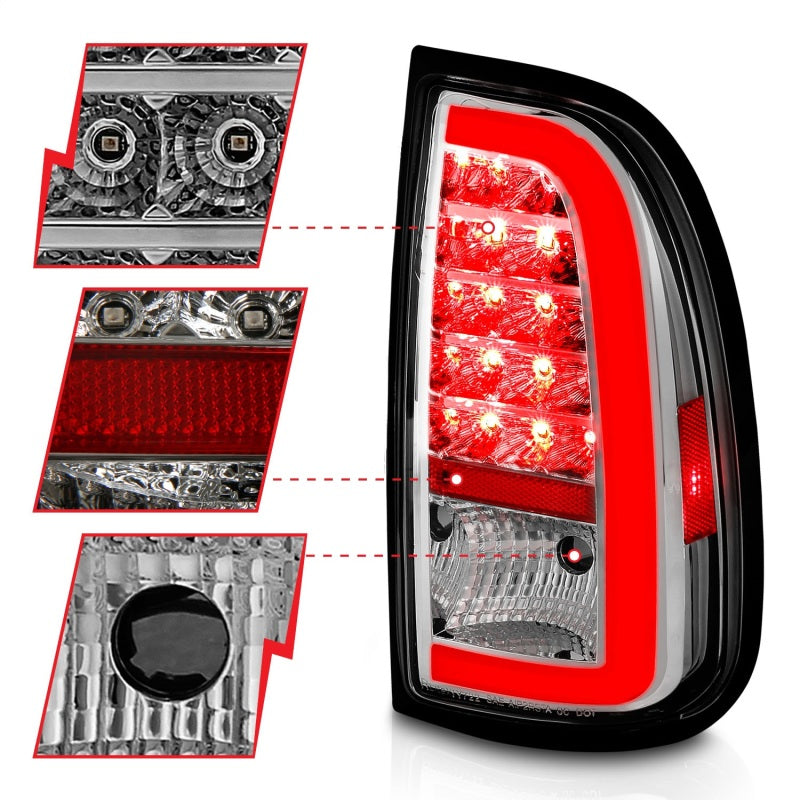 ANZO 00-06 Toyota Tundra LED Taillights w/ Light Bar Chrome Housing Clear Lens