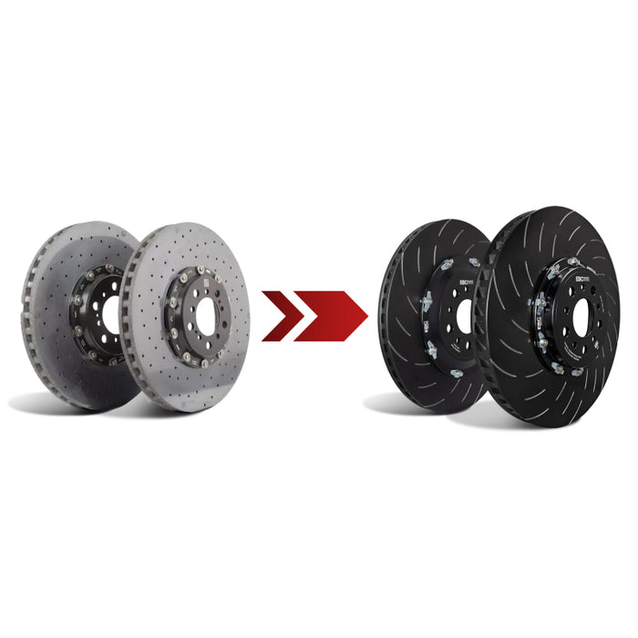 EBC Racing 14-19 BMW M3 (F80/F82 w/Carbon Ceramic Rotors) 380mm 2 Piece Iron Conversion Rear Rotors