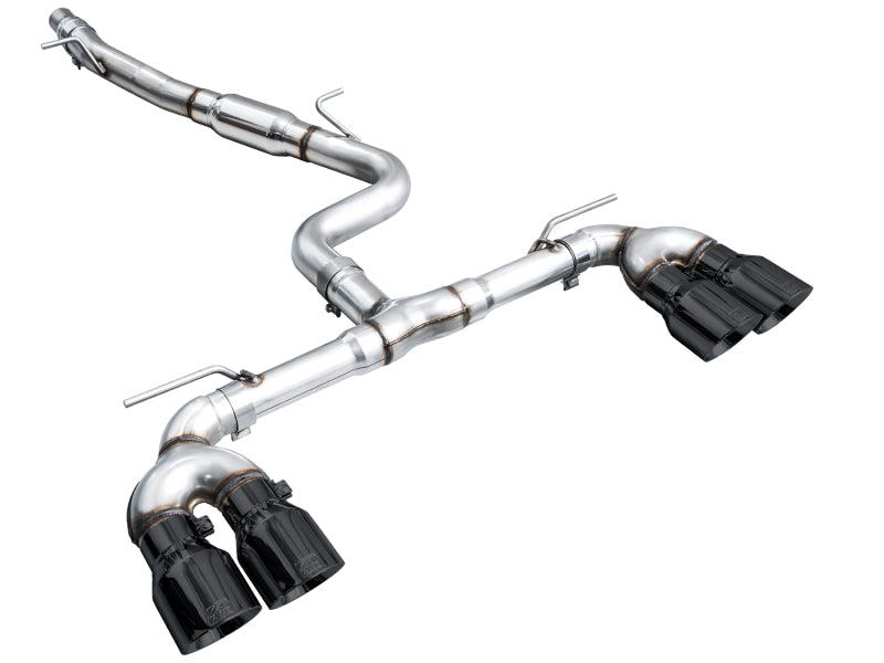 AWE MK8 Volkswagen Golf R 3in Track Edition Quad Exhaust - Diamond Black Tips