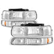 xTune Chevy Tahoe 00-06 Amber Crystal Headlights w/ Bumper Lights Chrome HD-JH-CSIL99-SET-AM-C