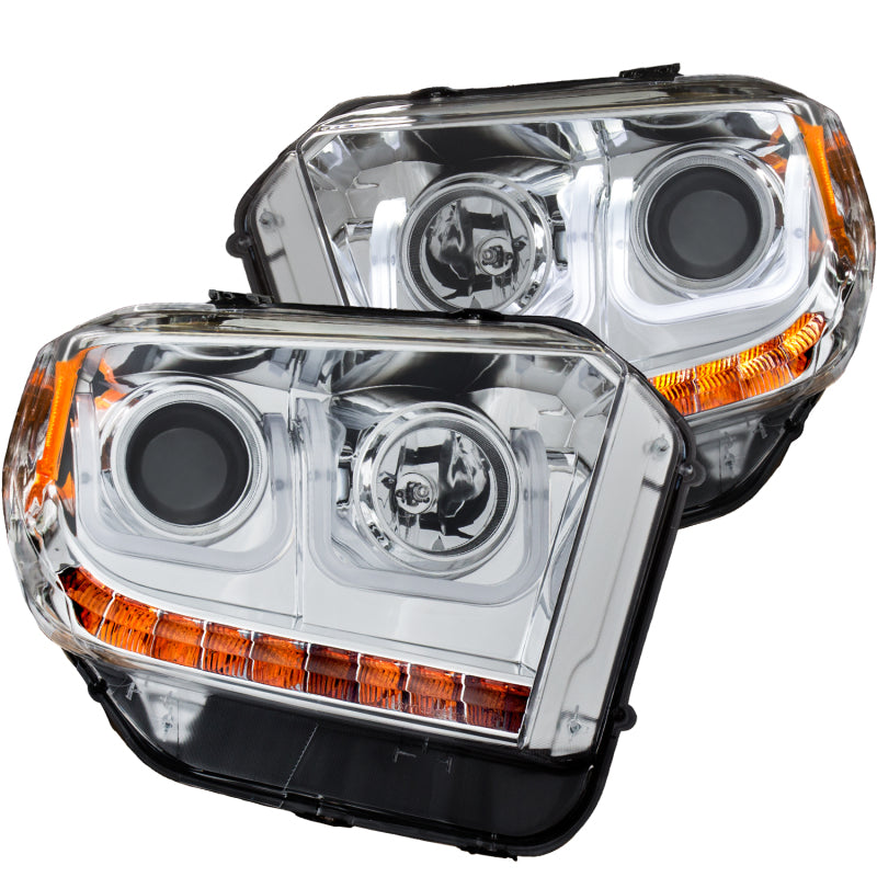 ANZO 2014-2015 Toyota Tundra Projector Headlights w/ U-Bar Chrome w/ DRL