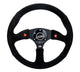 NRG Reinforced Steering Wheel (350mm/ 2.5in. Deep) Sport Suede Racing/ 4mm Matte Black Spoke