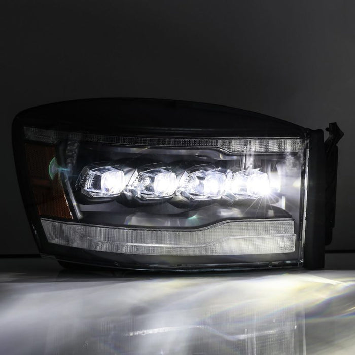 AlphaRex 06-08 Ram 1500HD NOVA LED Proj Headlights Plank Style Alpha Blk w/Seq Signal/DRL/Amber LED