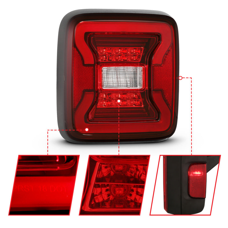 ANZO 18-19 Jeep Wrangler JL LED Taillights Black