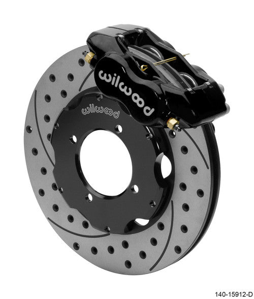 Wilwood 73-78 Dodge Charger Dynapro 6 Front Brake Hub Kit Black Caliper SRP Drilled & Slotted Rotor