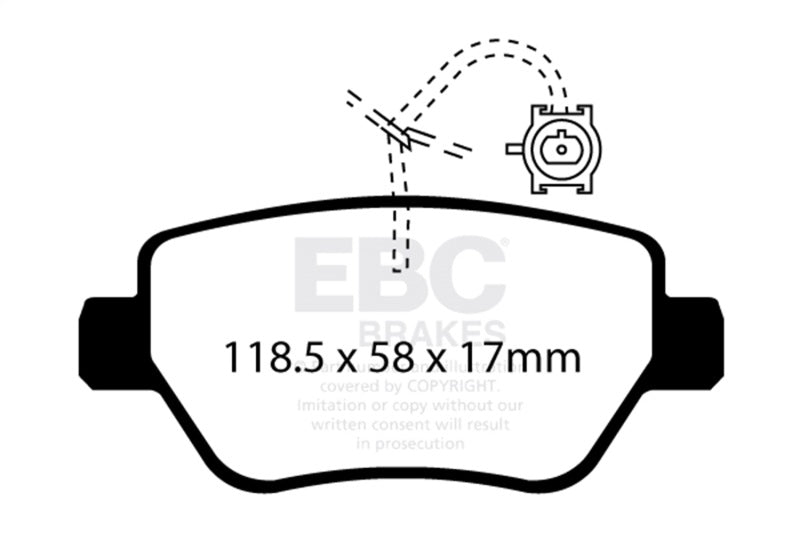 EBC 2014-2016 Maserati Ghibli 3.0L Twin Turbo (330) Redstuff Rear Brake Pads