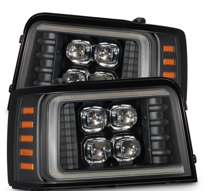 AlphaRex 92-96 Ford F-Series/Bronco NOVA-Series LED Proj Headlight Bk w/Actv Light SeqSig & SBDRL