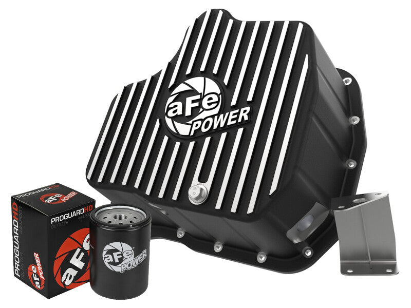 aFe POWER GM Diesel Trucks 01-10 V8-6.6L (td) Pro Series Engine Oil Pan Black w/ Machined Fins