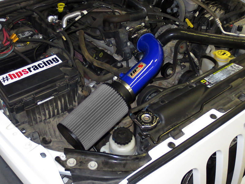 HPS Performance Air Intake - 2007-2011 Jeep Wrangler 3.8L V6 - Blue (827-300BL)