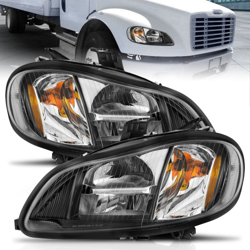 ANZO 2002-2014 Freightliner M2 LED Crystal Headlights Black Housing w/ Clear Lens (Pair)