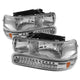xTune Chevy Tahoe 00-06 Headlights w/ LED Bumper Lights Amber Chrome HD-JH-CSIL99-LED-SET-C