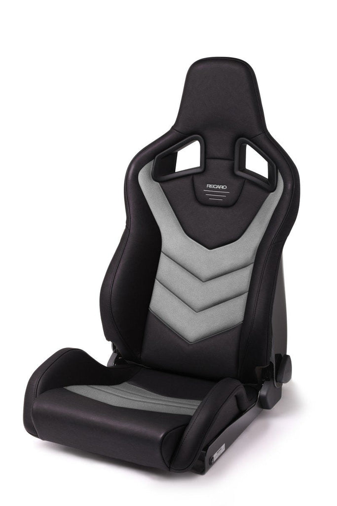 Recaro Sportster GT w/Sub-Hole Passenger Seat - Black Vinyl/Cloud Grey Suede