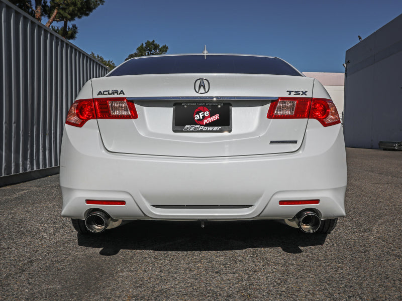 aFe 09-14 Acura TSX L4 2.4L Takeda 2-1/2in to 2-1/4in 304 SS Cat-Back Exhaust System w/ CF Tips