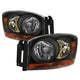 xTune 06-08 Dodge Ram 1500 Headlights w/Chrome Bezel/Amber Bar - Black (HD-JH-DRAM06-AM-BK)