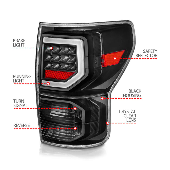 ANZO 07-11 Toyota Tundra Full LED Taillights Black Housing Clear Lens G2 (w/C light Bars)
