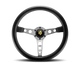 Momo Prototipo Steering Wheel 350 mm - Black Leather/Wht Stitch/Brshd Spokes