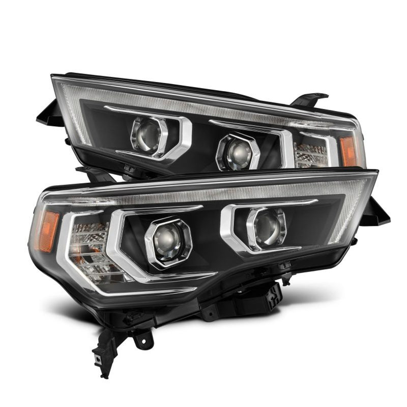 AlphaRex 14-22 Toyota 4Runner LUXX-Series LED Proj Headlights Jet Blk w/Actv Light & Seq. Sig + DRL