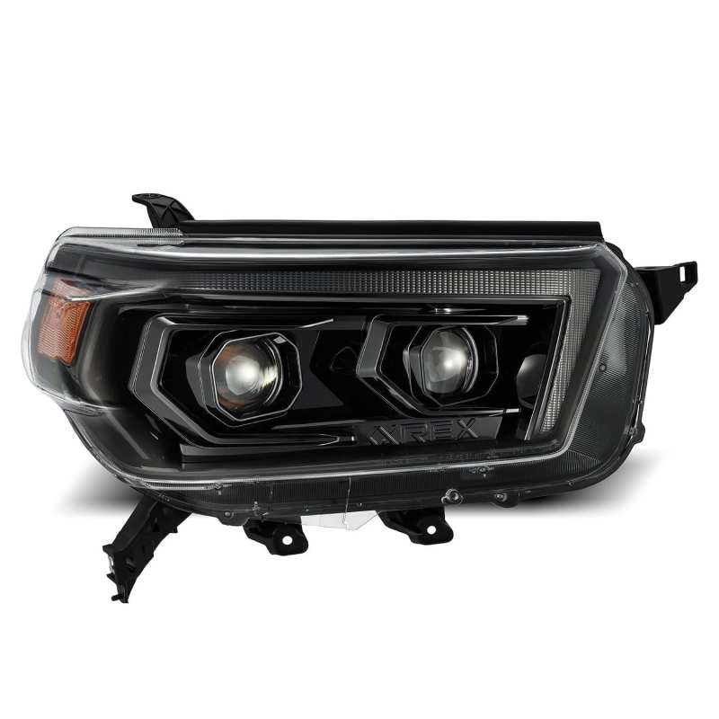 AlphaRex 10-13 Toyota 4Runner LUXX LED Proj Headlights Plank Style Alpha Black w/Seq Signal/DRL