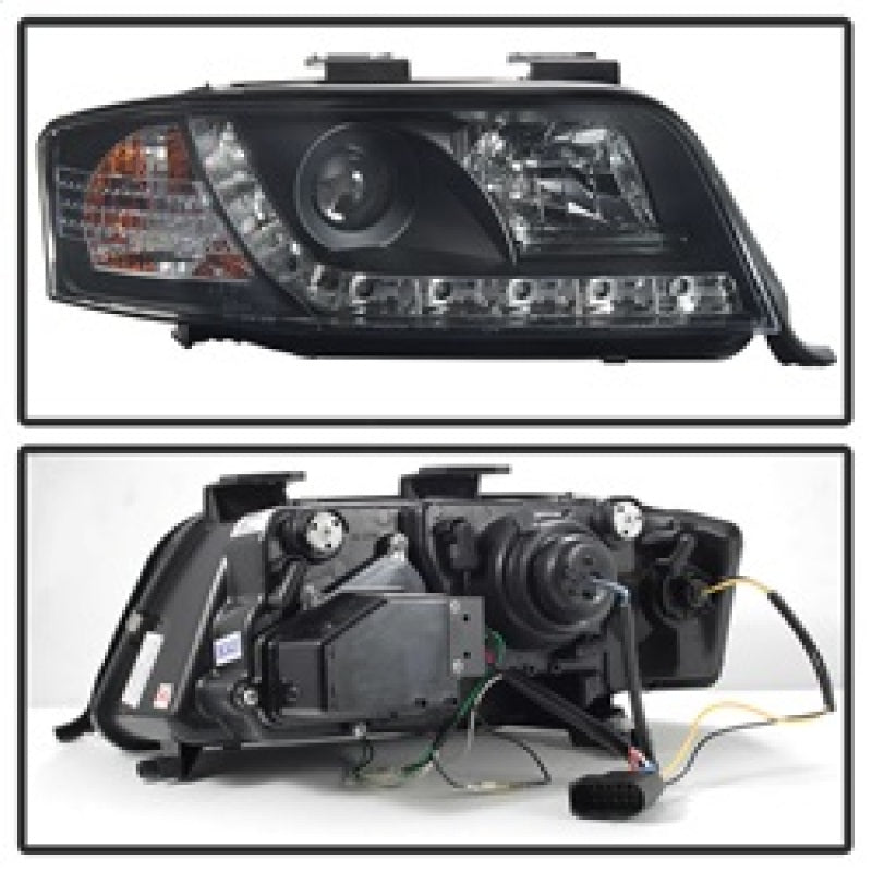 Spyder Audi A6 02-04 Projector Headlights Halogen Model Only - DRL Black PRO-YD-ADA601-DRL-BK