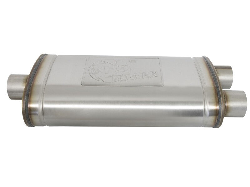 aFe MACH Force-Xp Muffler 3 IN ID Center/Dual-Outlet x 11 IN W x 6 IN H x 22 IN L - Oval Body