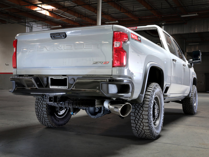 aFe Large Bore-HD 5in 409SS DPF-Back Exhaust System w/Pol Tip 24-25 GM Diesel Trucks V8-6.6L(td) L5P