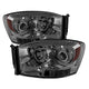 xTune Dodge Ram 1500 06-08 / Ram 2500/3500 06-09 Halo Projector Headlights Smoked PRO-JH-DR06-LED-SM