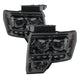 xTune Ford F150 09-14 Projector Headlights Halogen Model Only LED Halo Smoked PRO-JH-FF15009-CFB-SM