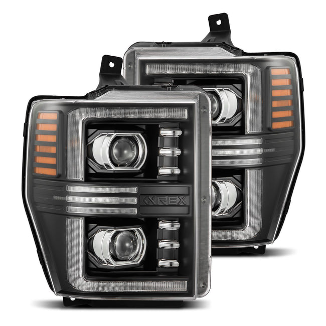 AlphaRex 20-22 Ford F-250/350/450/550 SD LUXX-Series LED Proj Headlights Bk w/Acv Light SS & SBDRL