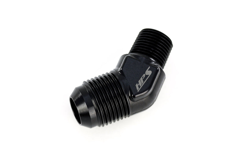 HPS -6 to 3/8 NPT 45 AN to NPT Adapter Aluminum (AN823-6-6)