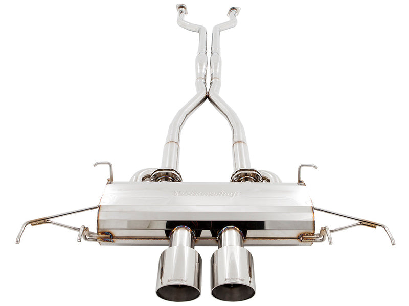 Premium exhaust system for Cadillac CTS-V Coupe 2011-2015, featuring polished stainless steel construction and dual tips.