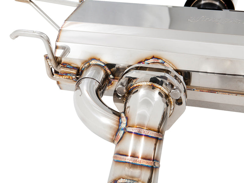 Premium exhaust system for Cadillac CTS-V Coupe 2011-2015, showcasing high-quality stainless steel construction and welds.