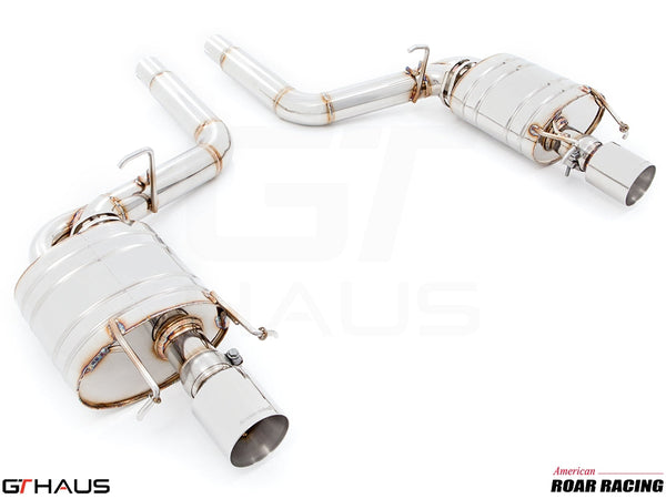 Premium performance exhaust system for Cadillac CTS-V Sedan and Wagon [2008-2015], featuring stainless steel construction and dual tips.