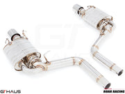 Premium performance exhaust system for Cadillac CTS-V Sedan and Wagon (2008-2015) with polished stainless steel finish.